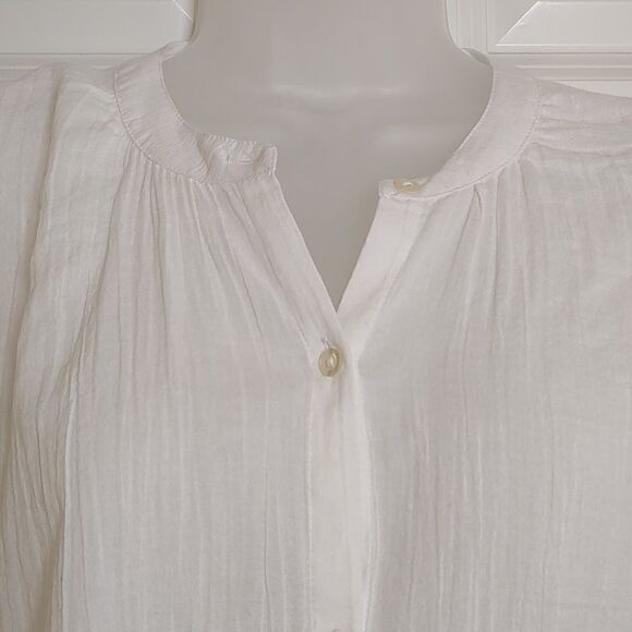 Aerie Cotton Button Front Embroidered Sleeve Blouse Top Size S - Picture 4 of 10